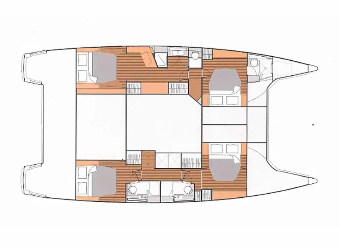 Floor plan of Serenity, a Fountaine Pajot Saba 50 catamaran at Cogolin, France