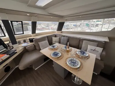Salon of Serenity, a Fountaine Pajot Saba 50 catamaran at Cogolin, France