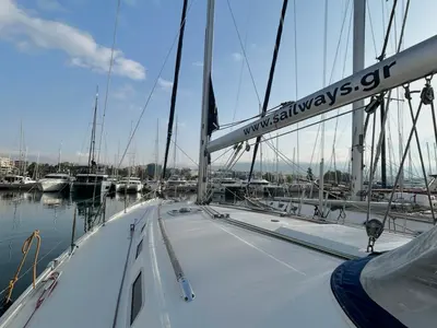 Deck of Leonidas, a Beneteau Cyclades 50.5 sailboat at Athens, Greece