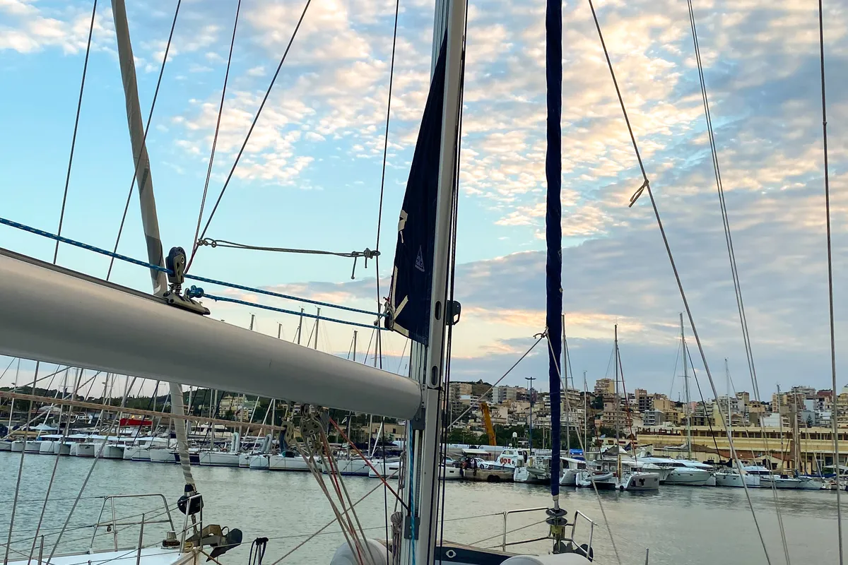 Exterior view of Leonidas, a Beneteau Cyclades 50.5 sailboat at Athens, Greece