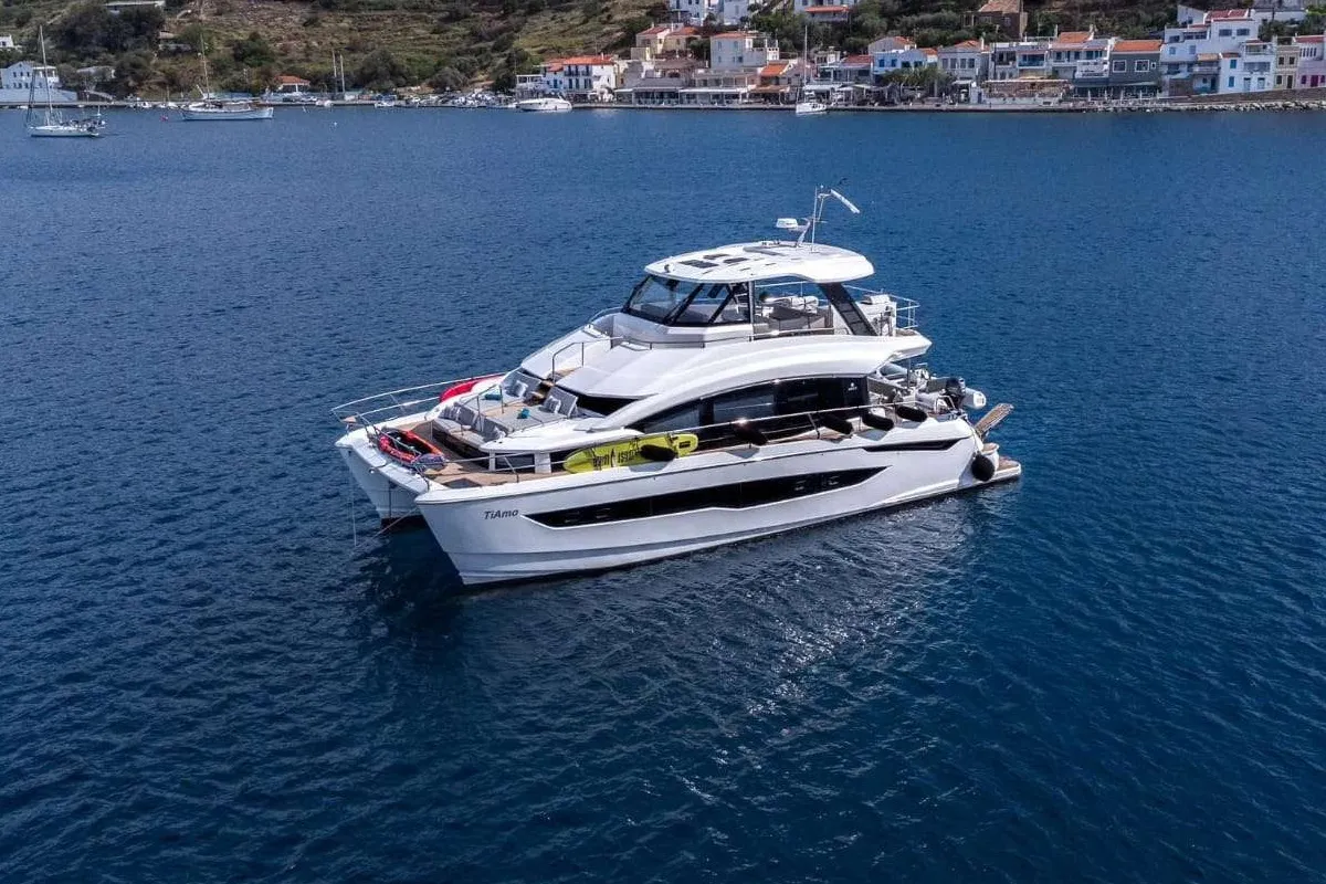TiAmo, a Aquila 54 Yacht catamaran at Lavreotiki Municipal Unit, Greece
