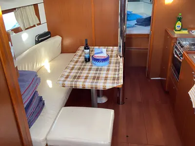 Salon of Jasmine, a Beneteau Oceanis 38.1 sailboat at Procida, Italy
