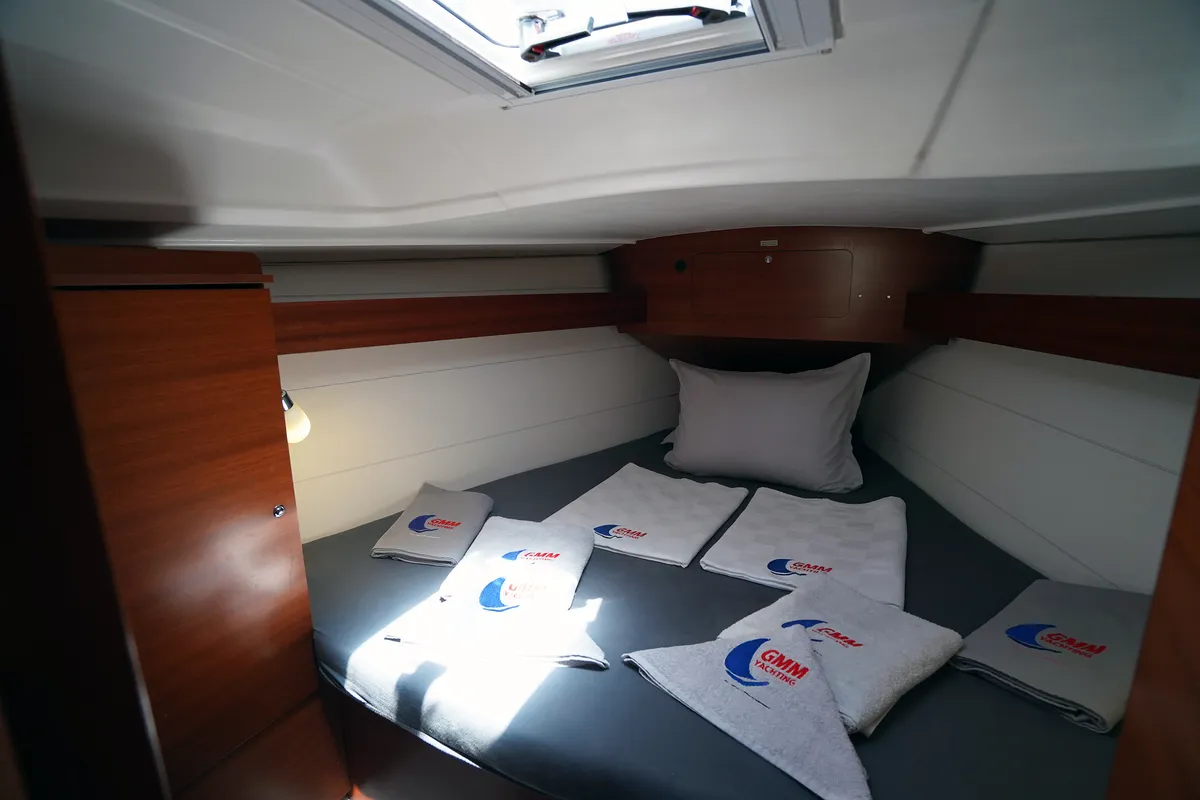Cabin on Moon River, a Dufour 335 Grand Large sailboat at Marmaris, Turkey
