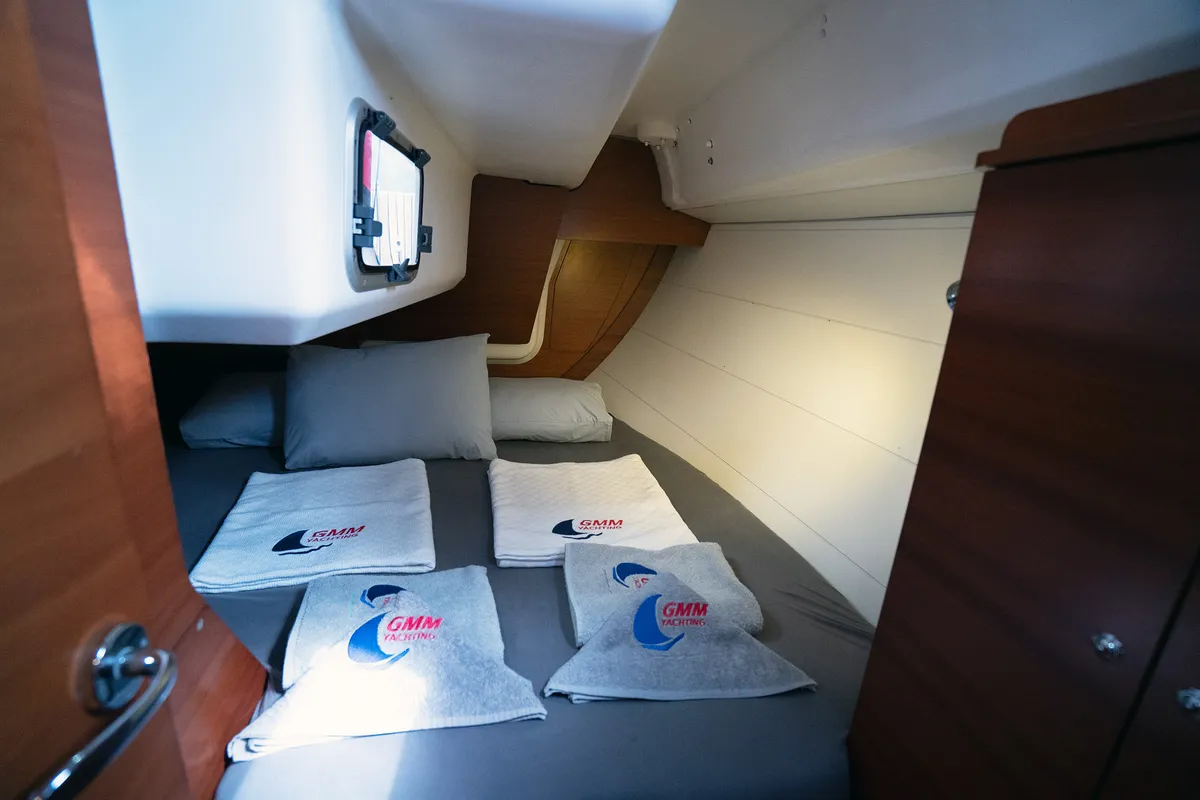 Cabin on Moon River, a Dufour 335 Grand Large sailboat at Marmaris, Turkey