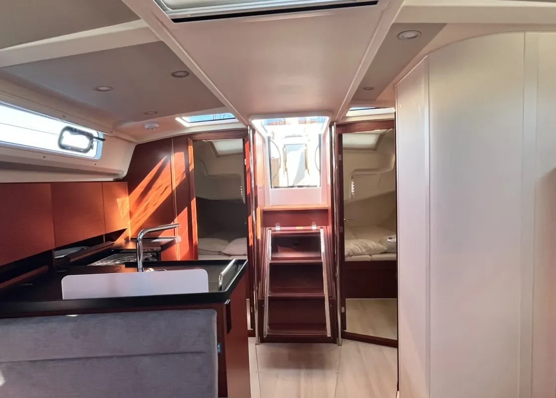 Galley of Piranha, a Hanse 418 sailboat at Municipal Unit of Lefkada, Greece