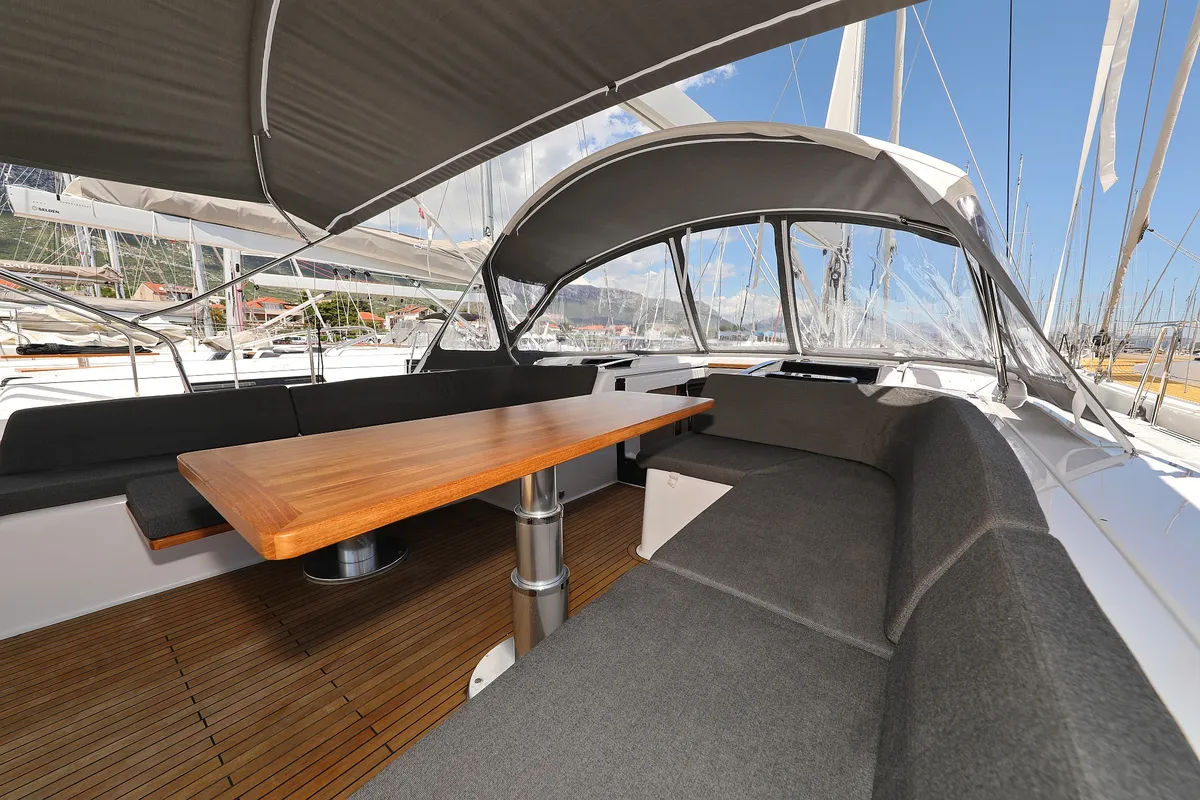 Deck of Stargazing, a Hanse 548 sailboat at Općina Sukošan, Croatia