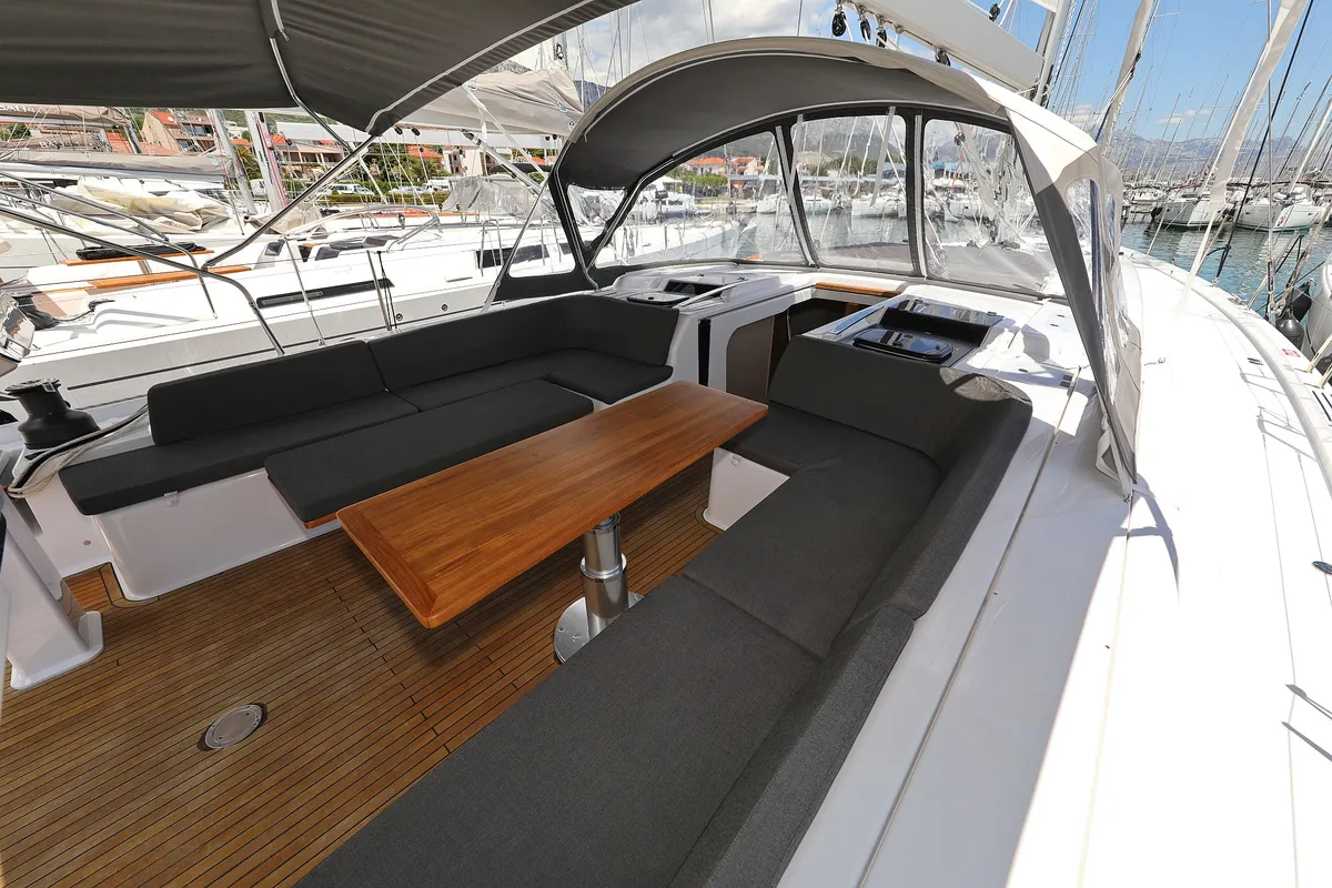 Deck of Stargazing, a Hanse 548 sailboat at Općina Sukošan, Croatia