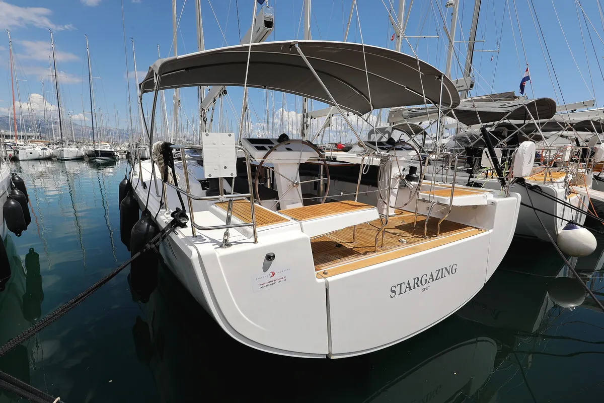 Exterior view of Stargazing, a Hanse 548 sailboat at Općina Sukošan, Croatia