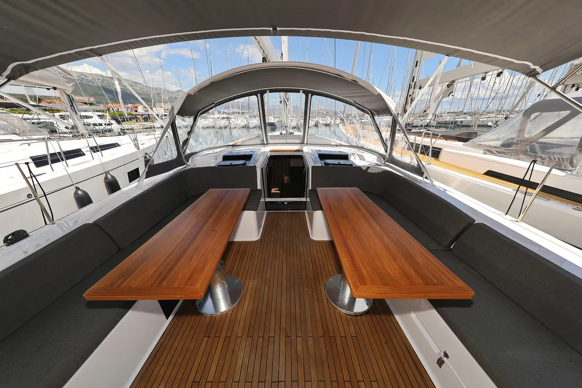 Deck of Stargazing, a Hanse 548 sailboat at Općina Sukošan, Croatia