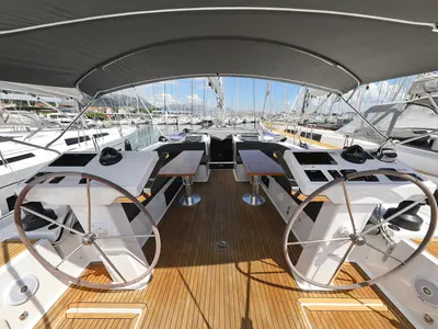 Cockpit of Stargazing, a Hanse 548 sailboat at Općina Sukošan, Croatia