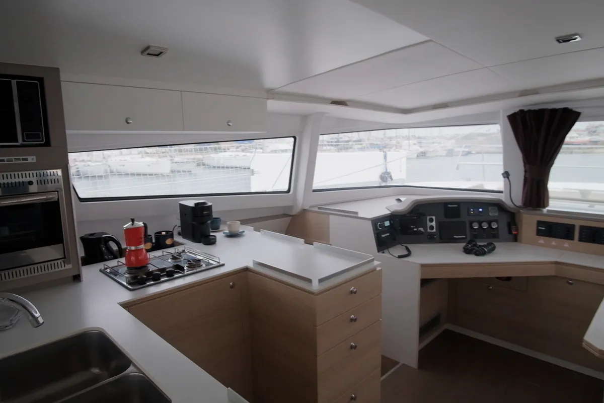 Albert, a Bali 4.5 catamaran at Port de Pollença, Spain