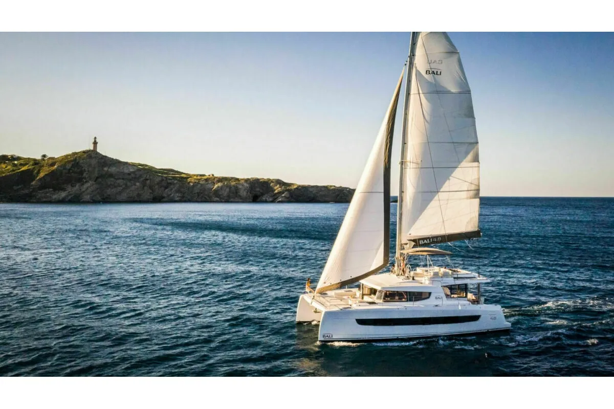 Albert, a Bali 4.5 catamaran at Port de Pollença, Spain