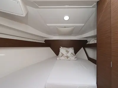 Cabin on Nemo, a Jeanneau Merry Fisher 795 motorboat at Pirovac, Croatia