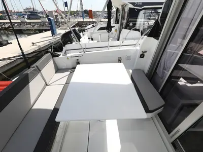 Deck of Nemo, a Jeanneau Merry Fisher 795 motorboat at Pirovac, Croatia
