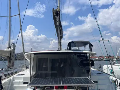 Deck of Niso, a Lagoon 40 catamaran at Loutraki, Greece