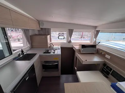 Galley of Niso, a Lagoon 40 catamaran at Loutraki, Greece
