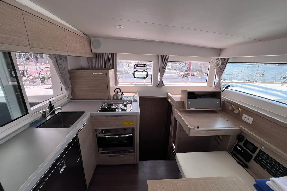 Galley of Niso, a Lagoon 40 catamaran at Loutraki, Greece