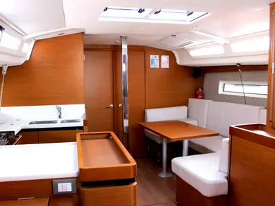 Salon of Sunsail 44 SO Classic, a Jeanneau Sun Odyssey 440 sailboat at Piraeus, Greece