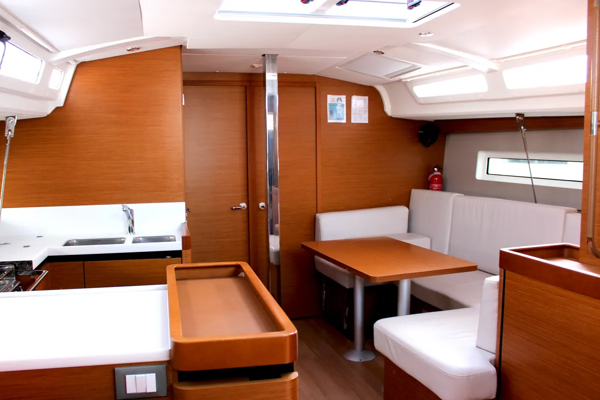 Salon of Sunsail 44 SO Classic, a Jeanneau Sun Odyssey 440 sailboat at Piraeus, Greece