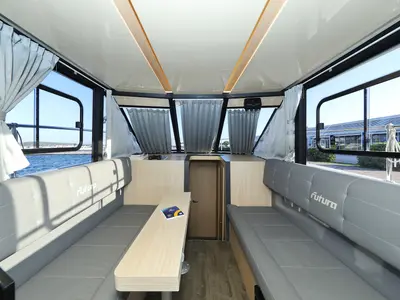 Salon of Backup, a Cobra Yachts Futura 40 Grand Horizon motor yacht at Općina Sukošan, Croatia