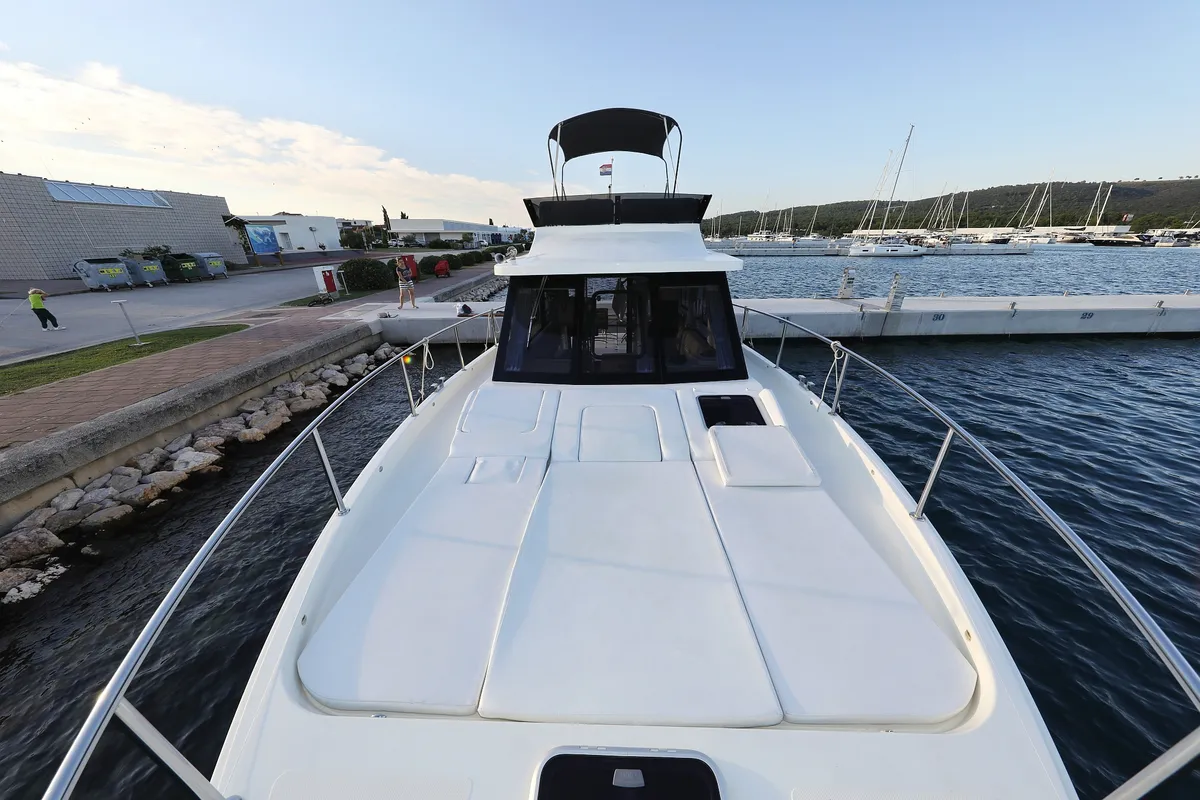 Deck of Backup, a Cobra Yachts Futura 40 Grand Horizon motor yacht at Općina Sukošan, Croatia
