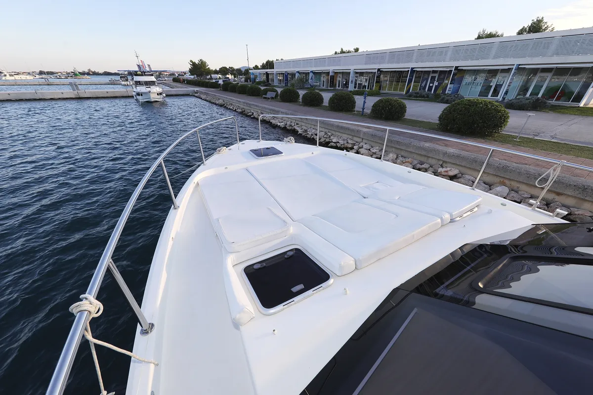 Deck of Backup, a Cobra Yachts Futura 40 Grand Horizon motor yacht at Općina Sukošan, Croatia