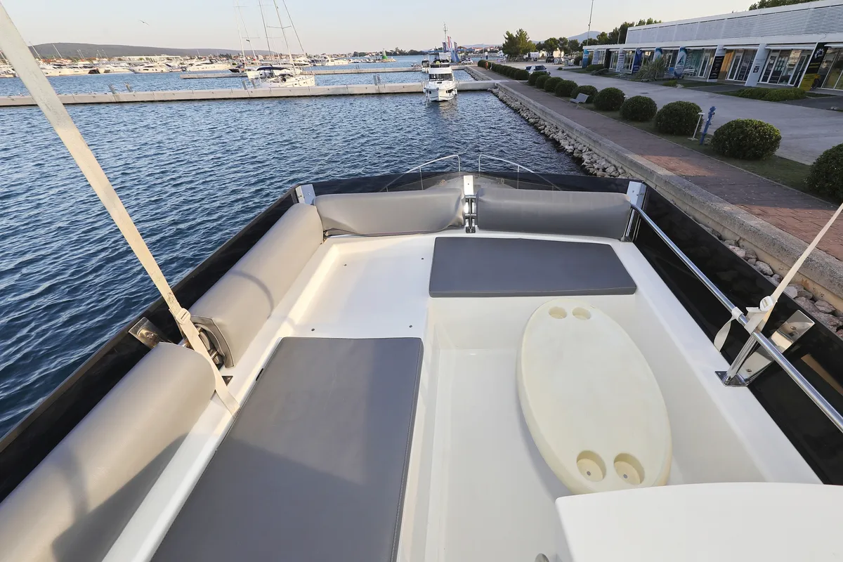 Deck of Backup, a Cobra Yachts Futura 40 Grand Horizon motor yacht at Općina Sukošan, Croatia