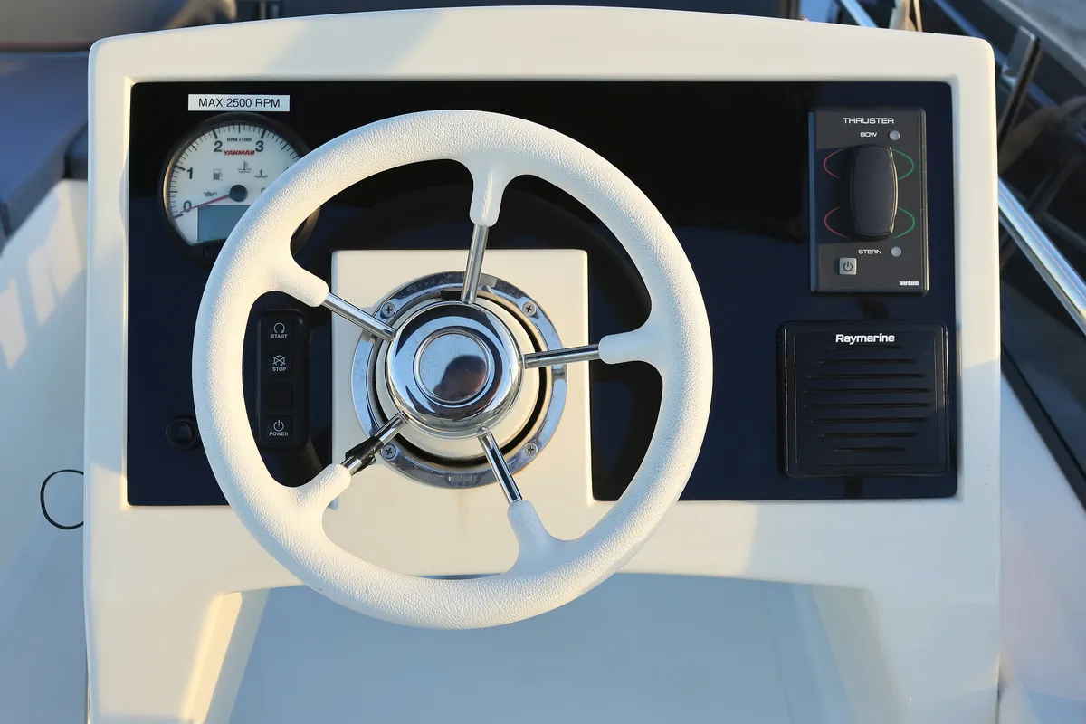 Cockpit of Backup, a Cobra Yachts Futura 40 Grand Horizon motor yacht at Općina Sukošan, Croatia