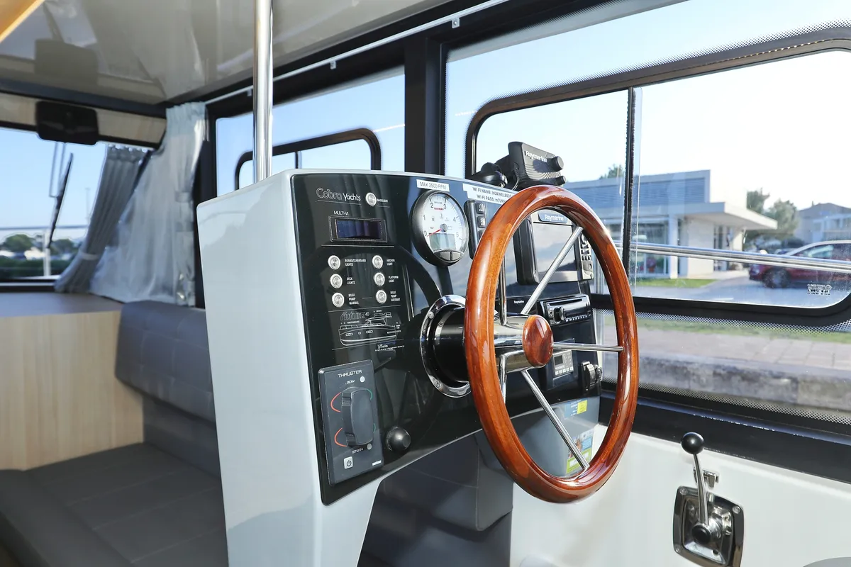 Cockpit of Backup, a Cobra Yachts Futura 40 Grand Horizon motor yacht at Općina Sukošan, Croatia