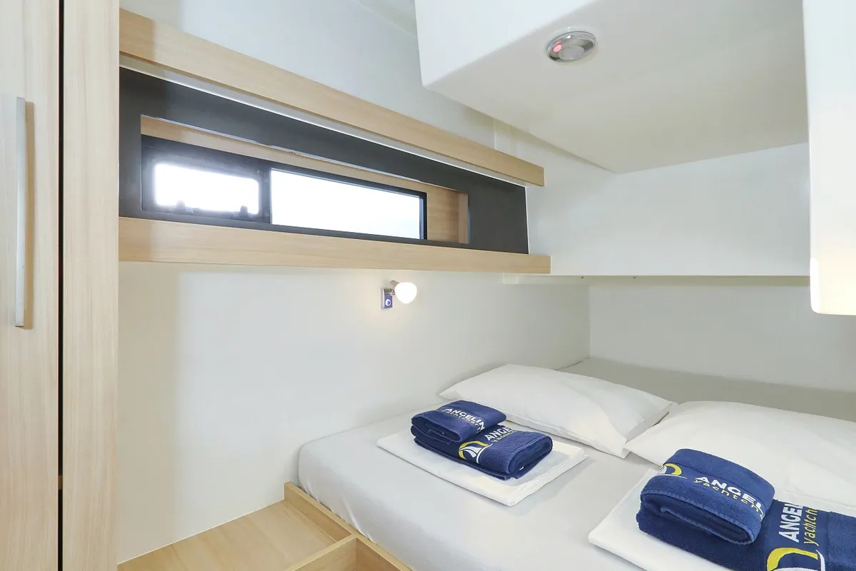Cabin on Backup, a Cobra Yachts Futura 40 Grand Horizon motor yacht at Općina Sukošan, Croatia