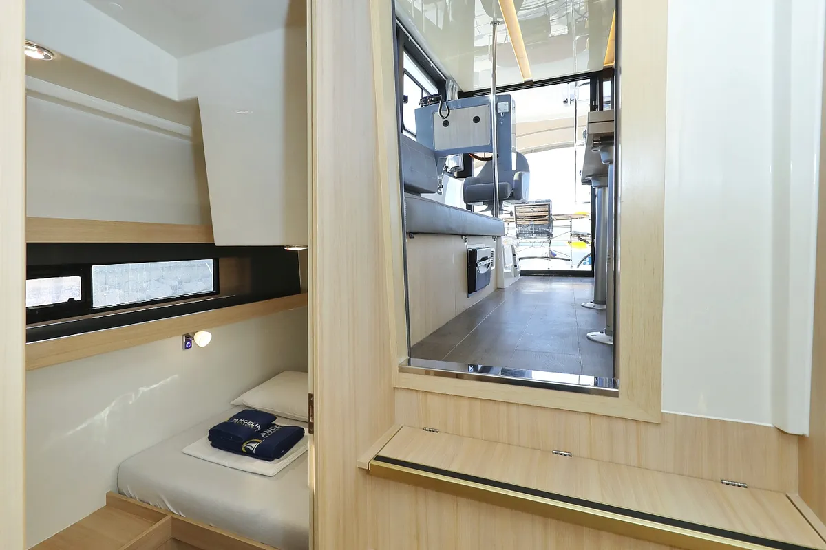 Cabin on Backup, a Cobra Yachts Futura 40 Grand Horizon motor yacht at Općina Sukošan, Croatia