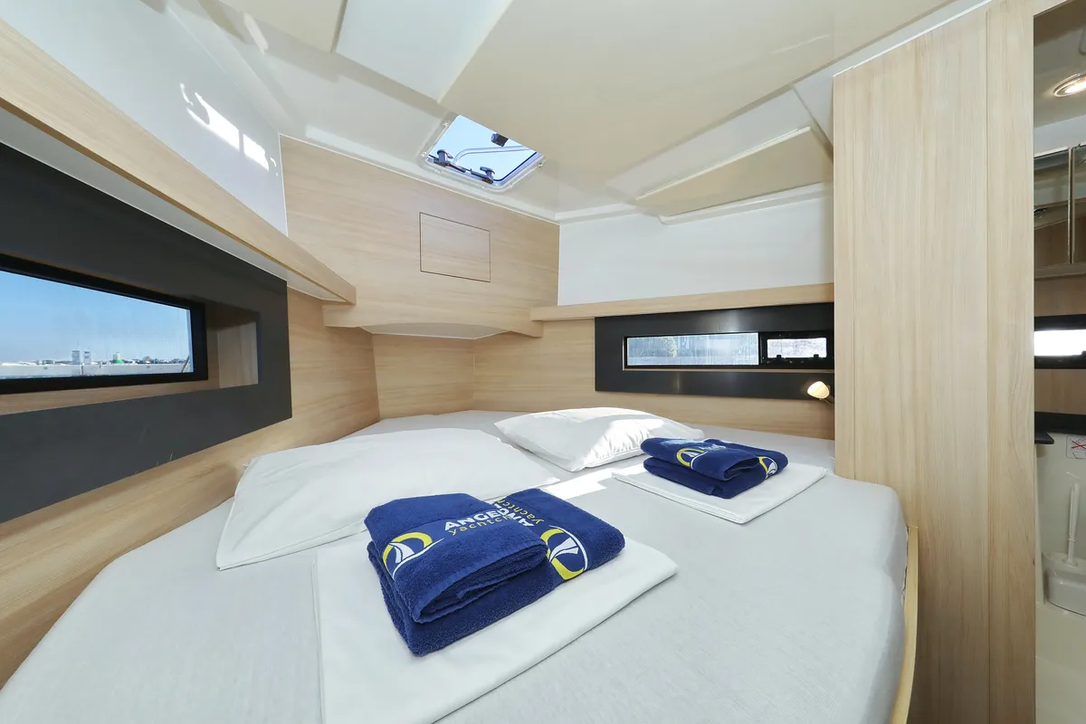 Cabin on Backup, a Cobra Yachts Futura 40 Grand Horizon motor yacht at Općina Sukošan, Croatia
