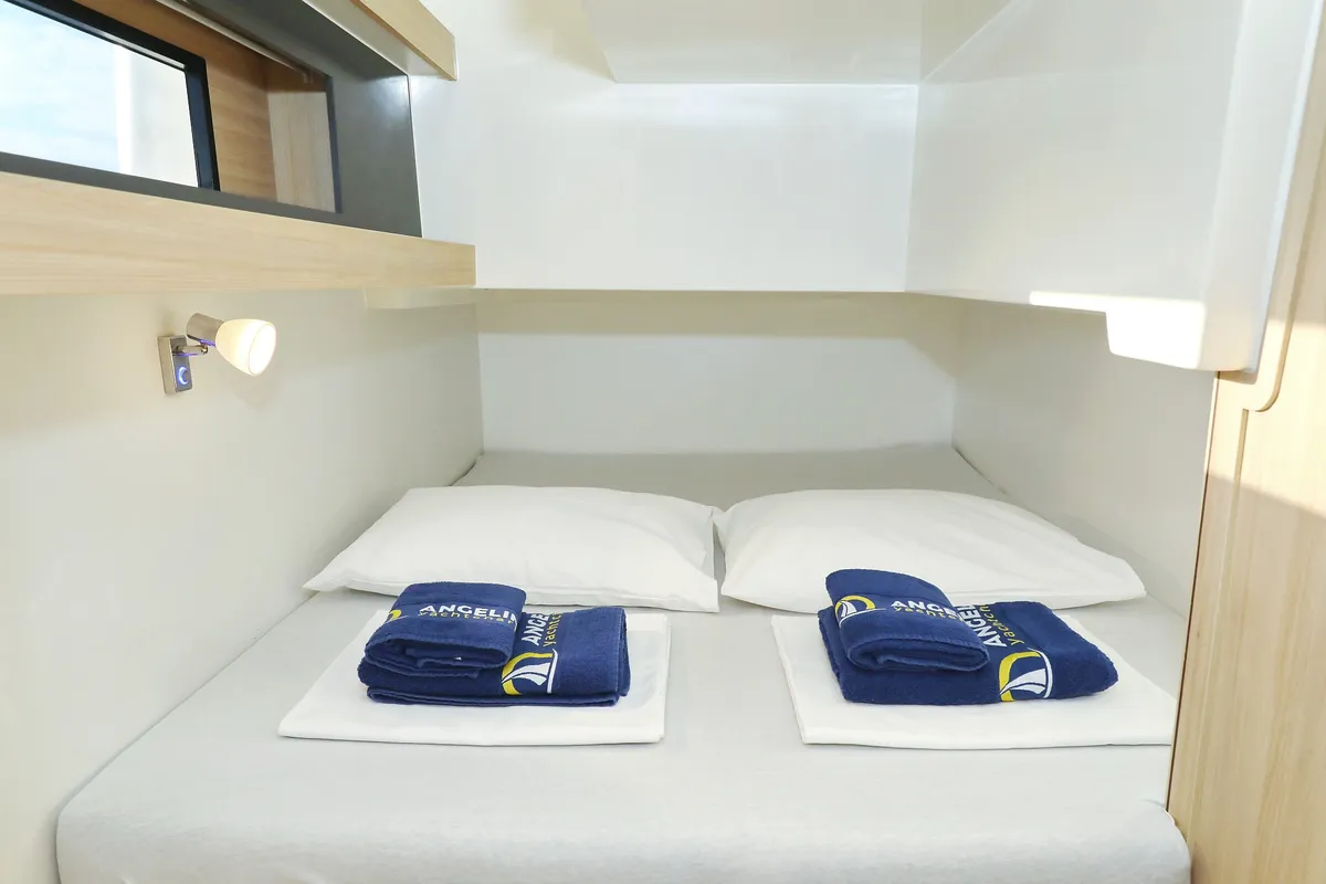 Cabin on Backup, a Cobra Yachts Futura 40 Grand Horizon motor yacht at Općina Sukošan, Croatia