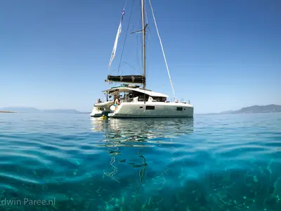 Exterior view of No Name: Master Cabin #1 (Cabin Charter 2 pax) FULLY CREWED, ALL EXPENSES, a Lagoon 42 catamaran at Municip…