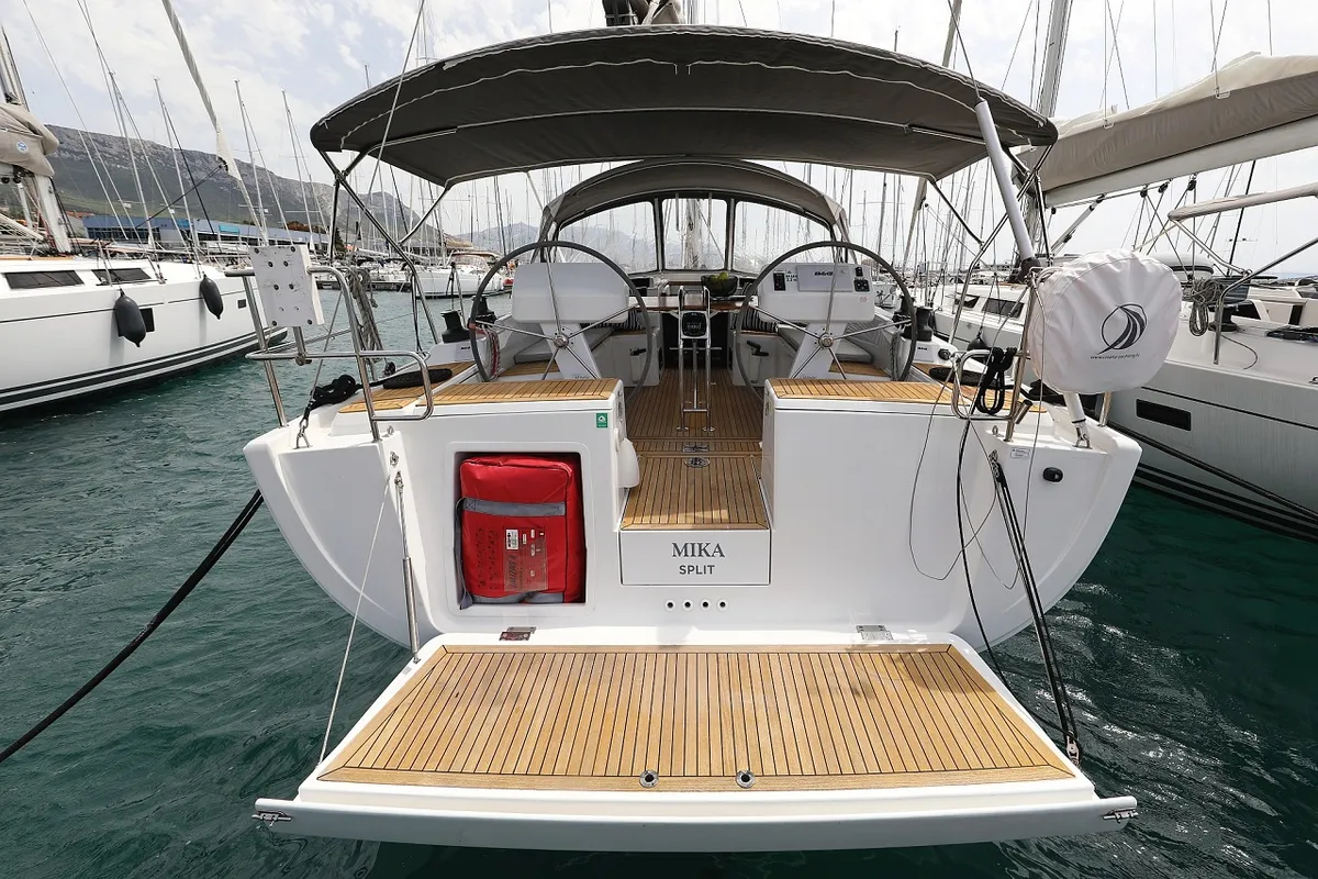 Exterior view of Mika, a Hanse 458 sailboat at Općina Sukošan, Croatia