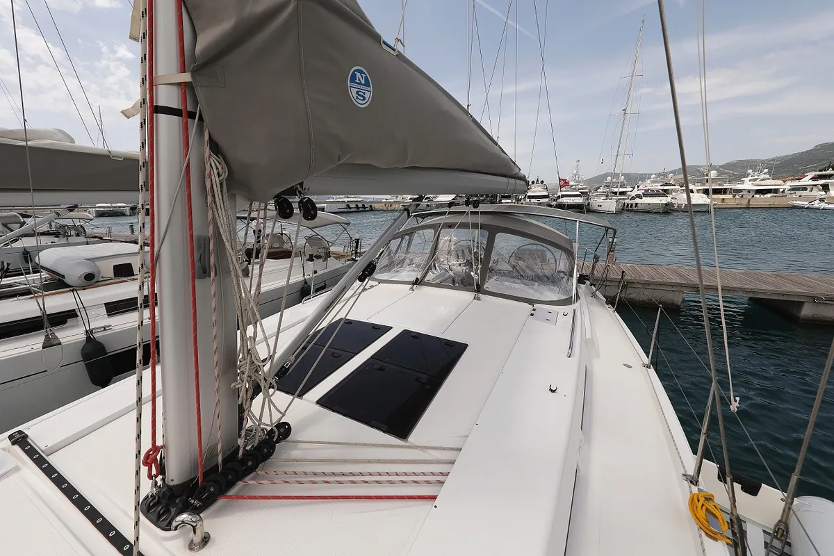 Exterior view of Mika, a Hanse 458 sailboat at Općina Sukošan, Croatia