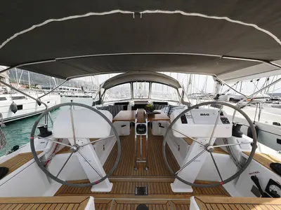 Cockpit of Mika, a Hanse 458 sailboat at Općina Sukošan, Croatia