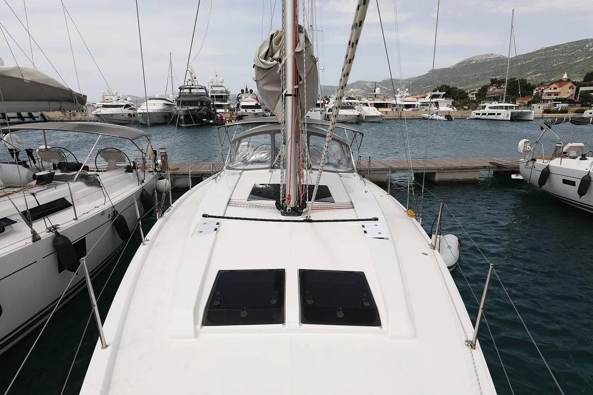 Exterior view of Mika, a Hanse 458 sailboat at Općina Sukošan, Croatia