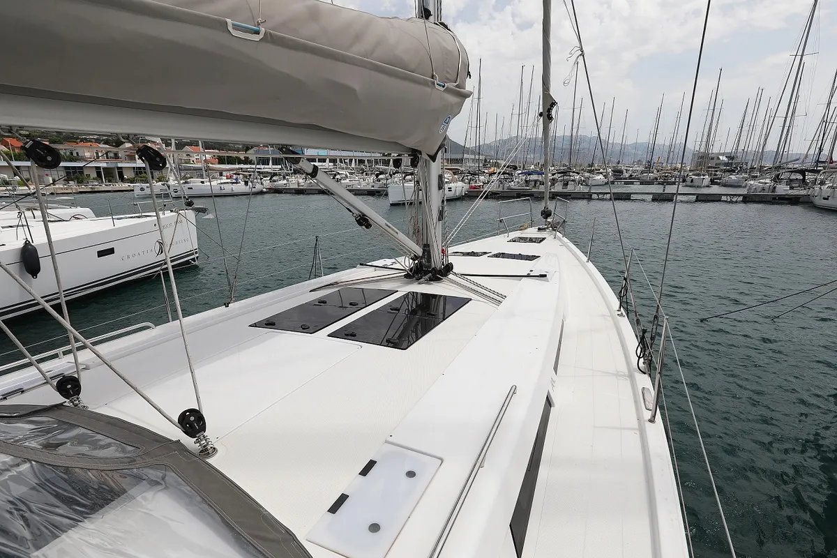 Exterior view of Mika, a Hanse 458 sailboat at Općina Sukošan, Croatia