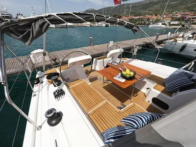 Deck of Mika, a Hanse 458 sailboat at Općina Sukošan, Croatia