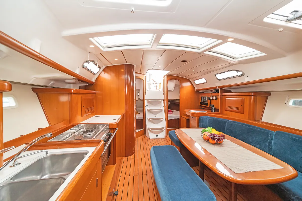 Galley of Milica, a Beneteau Oceanis 393 sailboat at Kos, Greece