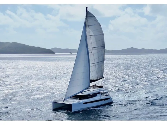 Exterior view of Good Vibrations, a Beneteau Moorings 5000 catamaran at Road Town, British Virgin Islands