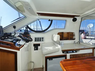 Cockpit of Dugi II, a Vektor 950 motorboat at Grad Biograd na Moru, Croatia