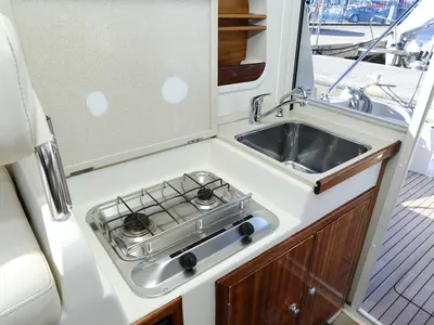 Galley of Dugi II, a Vektor 950 motorboat at Grad Biograd na Moru, Croatia