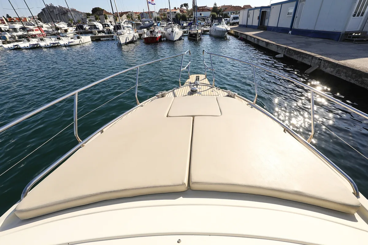 Deck of Dugi II, a Vektor 950 motorboat at Grad Biograd na Moru, Croatia