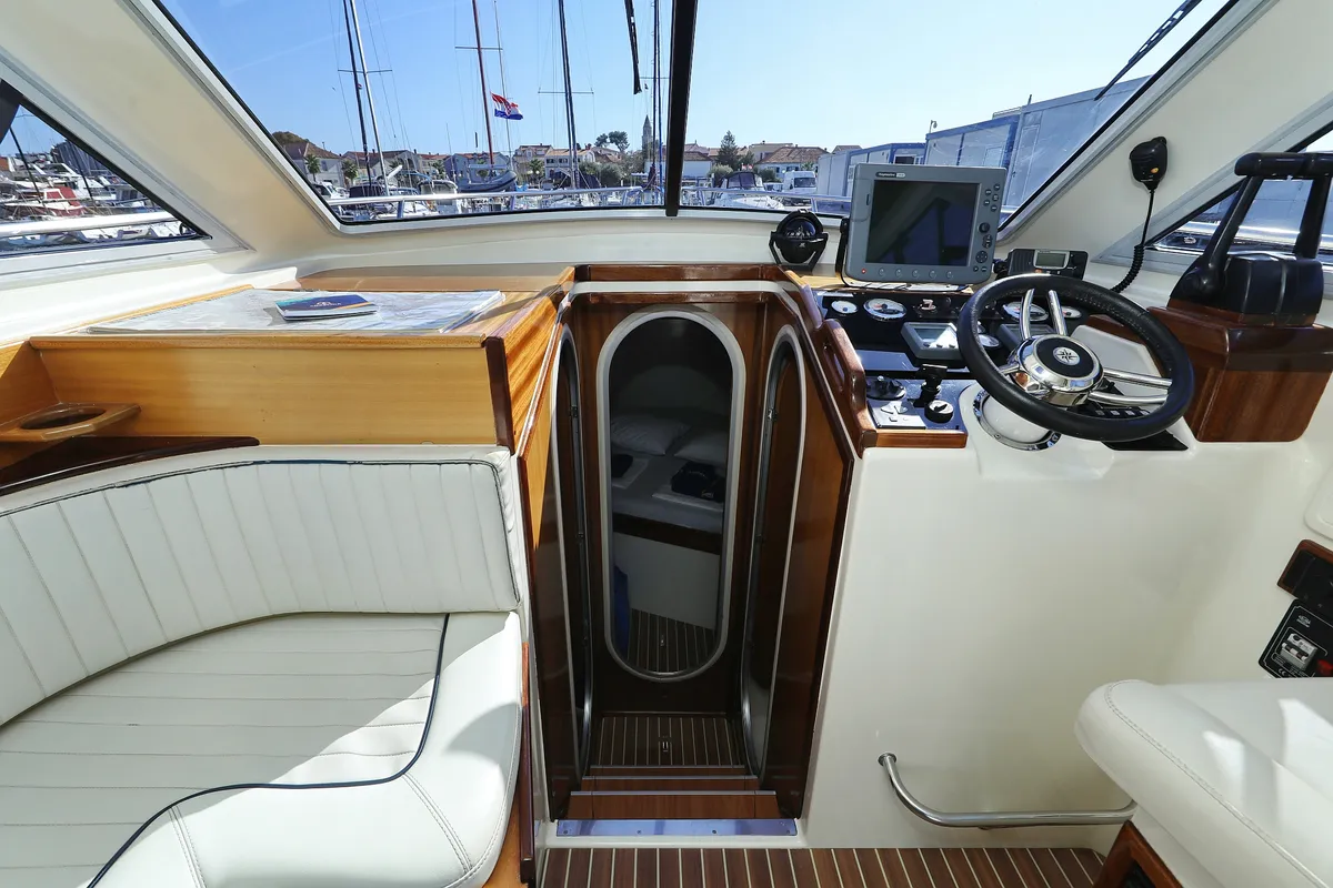 Cockpit of Dugi II, a Vektor 950 motorboat at Grad Biograd na Moru, Croatia