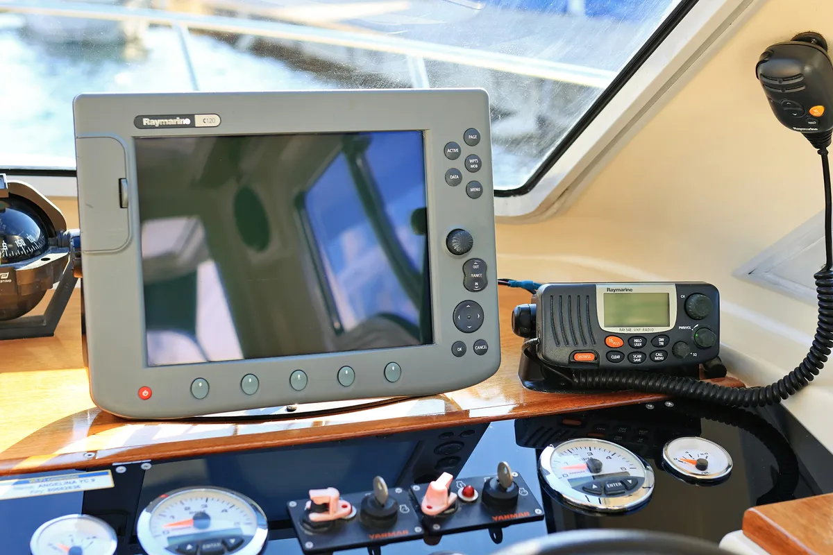 Cockpit of Dugi II, a Vektor 950 motorboat at Grad Biograd na Moru, Croatia