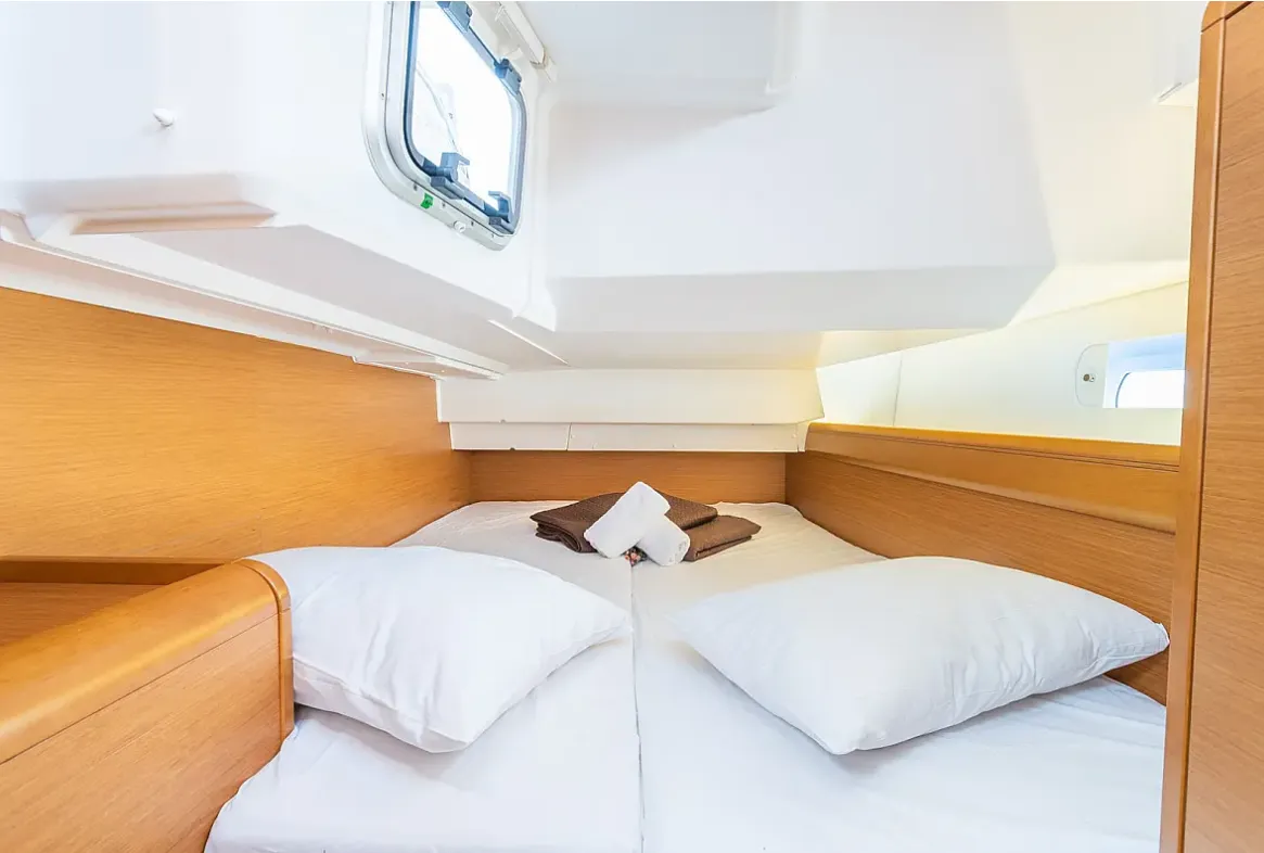 Cabin on Sante, a Jeanneau Sun Odyssey 449 sailboat at Municipal Unit of Lefkada, Greece