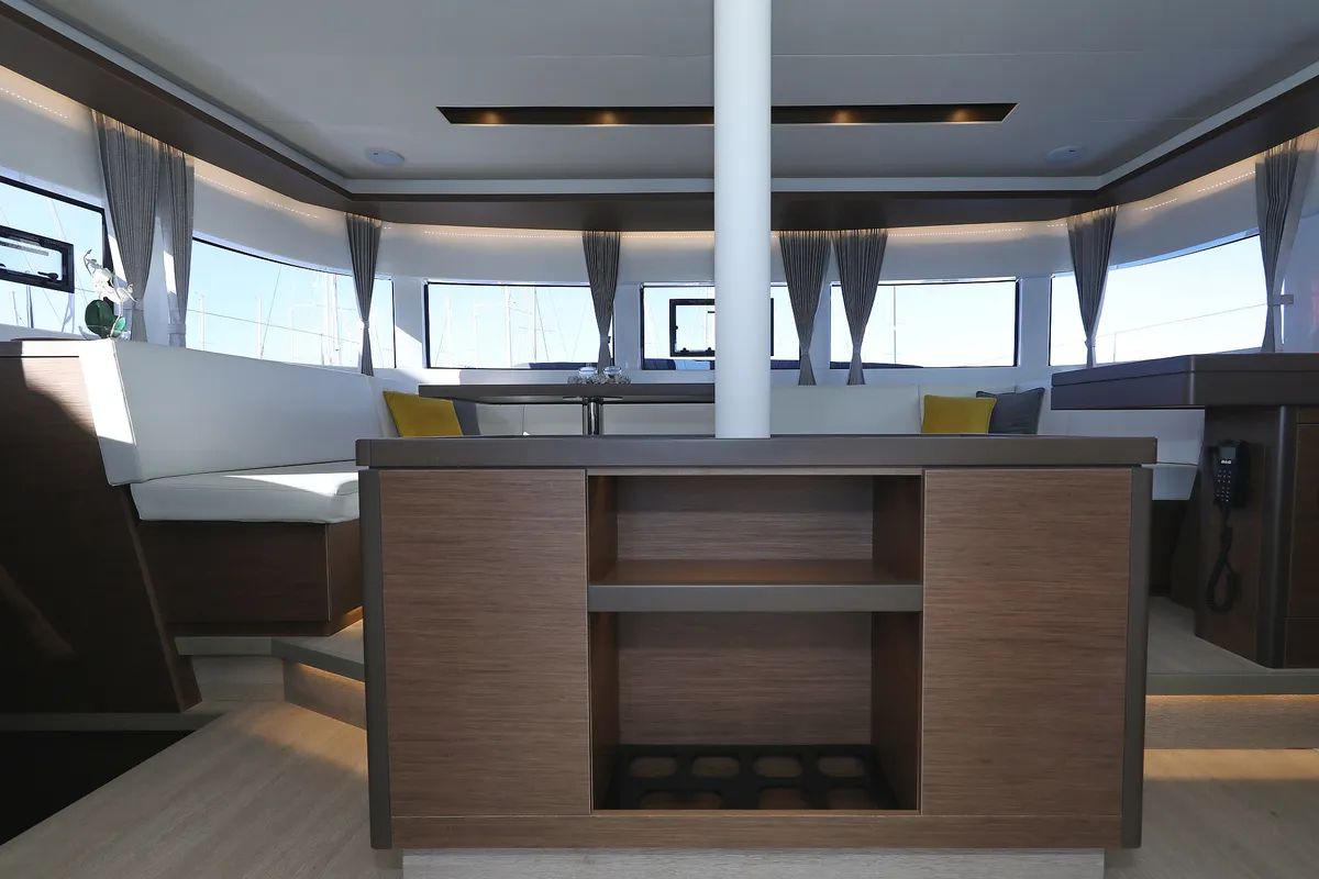 Salon of Celeste Del Mar, a Lagoon 50 catamaran at Sukošan, Croatia