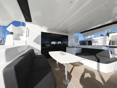 Deck of Celeste Del Mar, a Lagoon 50 catamaran at Sukošan, Croatia